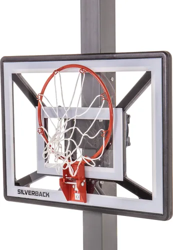 Miniatura 36 de Aro de baloncesto juvenil Silverback Junior de 33" con tecnología de montaje Lock 'n Rock. Se monta en postes redondos y verticales, color negro