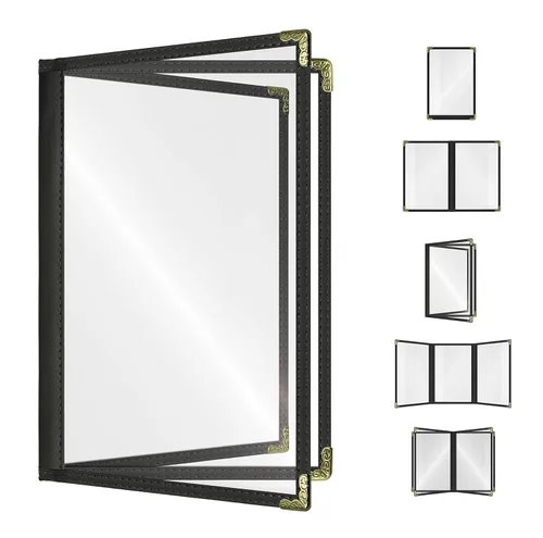 Miniatura 13 de Goodsmart - Fundas para menú de restaurante, paquete de 25 unidades, color negro, 2 vistas, soportes para menú de carga superior, cubiertas
