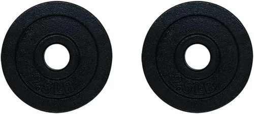 Juego de placas de peso de hierro fundido de 1.14 pulgadas con orificio central para mancuernas, pesas, entrenamiento de fuerza, 1.25 libras, 2.5