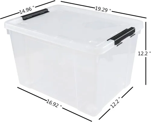 Miniatura 2 de Drephia - Paquete de 4 contenedores de almacenamiento de plástico transparente con tapa y ruedas, 50 L