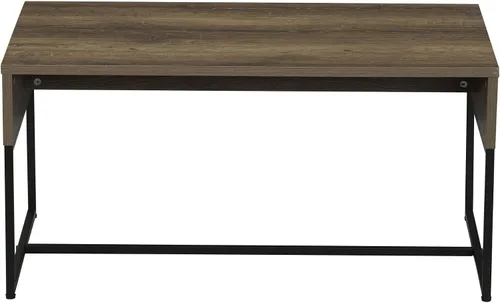 Miniatura 4 de Household Essentials Mesa de centro de grano Ashwood con base de hierro negro
