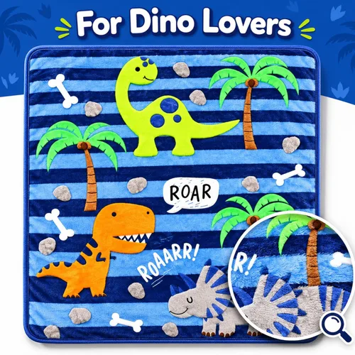 Miniatura 4 de EVERYDAY KIDS Manta para Niños Pequeños - 30" por 40" - Roarin Dinos - Súper Suave, Afelpada, Cálida y Cómoda Dinosaurios