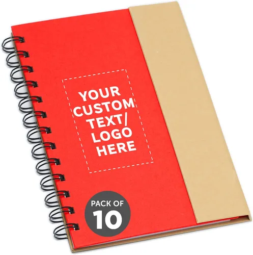 Miniatura 3 de DISCOUNT PROMOS Juego de 1 cuadernos de espiral ecológicos personalizados con bolígrafos, paquete personalizado a granel, perfecto para negocios