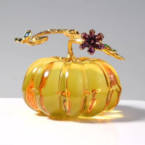 Miniatura 11 de Figura de calabaza de cristal soplado a mano de 3 pulgadas, pisapapeles de calabaza de cristal marrón grande, calabazas de Acción de Gracias