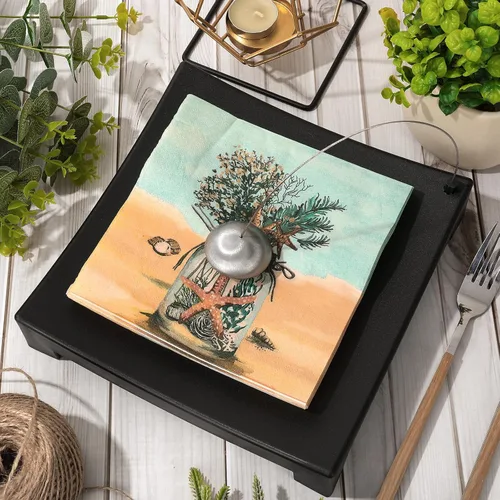 Miniatura 3 de AnyDesign Paquete de 80 servilletas de papel de playa desechables con estrellas de mar en orilla del mar, tarros de coral masón de postre