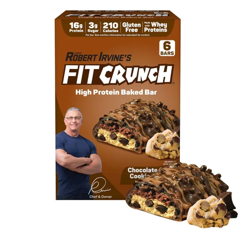 Miniatura 9 de FITCRUNCH Barras de proteínas tamaño aperitivo, diseñadas por Robert Irvine, la única barra horneada de 6 capas del mundo, solo 0.11 onzas de azúcar