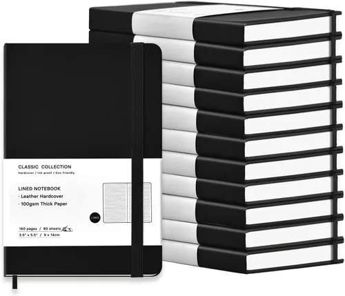 Miniatura 10 de Paquete de 6 cuadernos de bolsillo, cuadernos pequeños, mini bloc de notas con rayas universitarias, de tapa dura de cuero, para oficina, hogar