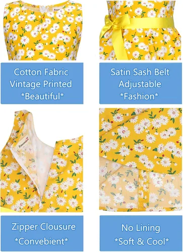 Miniatura 5 de Vestido de verano para niña, de algodón, con diseño floral