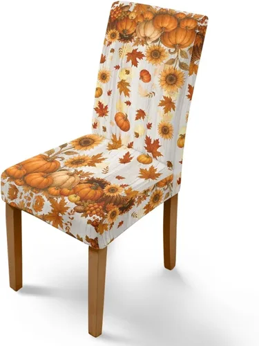 Miniatura 89 de Rnyleeg Thanksgiving Chair Covers for Living Room No Arms Turkey Pumpkin Stretch Dining Chair Covers Set of 6 Soft Washable Kitchen Chair Protector