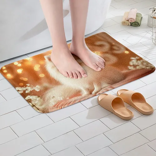 Miniatura 2 de Erosebridal Cartoon Dog Bathroom Rugs Pomeranian Dog Bathroom Accessories Cute Puppy Doormats Floor Mats Pet Animal Entryway Rug 16"X24",Water