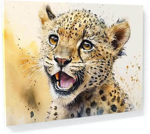 Miniatura 29 de Sense Canvas Arte en lienzo con retrato de leopardo verde 2 – Decoración del hogar para pared, póster grande 40 x 30 / 0.75 pulgadas