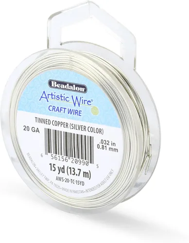 Miniatura 68 de Artistic Wire, alambre para manualidades de calibre 22 bañado en plata, resistente a las manchas, color cobre, blanco, 9,1 m