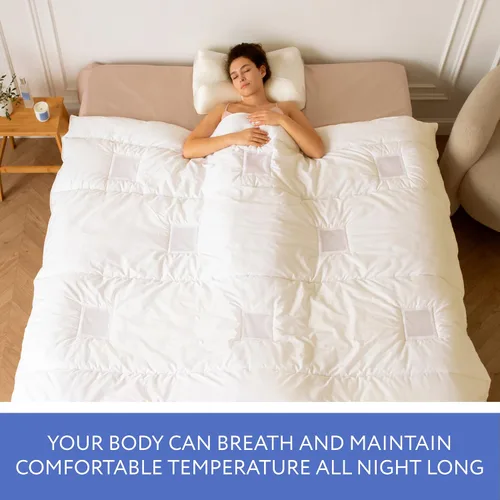 Miniatura 3 de SLEEP & GLOW Manta refrescante ventilada para personas que duermen con calor y paneles de ventilación de malla, transpirable, algodón de 300 hilos