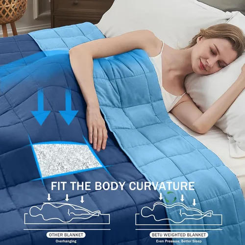 Miniatura 2 de Manta con Peso Azul para Adultos 12 libras, 48"x72", Tamaño Twin Full Manta Pesada Refrescante para 110-130 libras, Mantas Grandes de Microfibra
