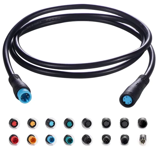 Miniatura 15 de Cable de extensión de 2 pines, 3 pines, 4 pines, 5 pines, 6 pines, 8 pines, 9 pines, enchufe impermeable funciona para luz de bicicleta eléctrica