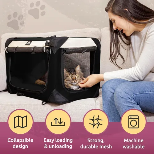 Miniatura 6 de Transportador de mascotas para gatos y perros, lado suave, mediano de 20 x 13 x 13 pulgadas, se adapta a la mayoría de gatos o perros pequeños