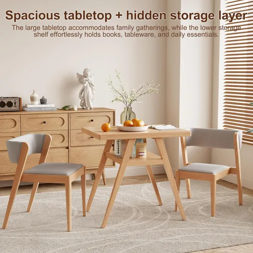 Miniatura 5 de AnywaysWood Soild - Juego de 2 sillas de mesa de madera con asiento acolchado, mesa de comedor con sillas para cocina, comedor, patio, taberna
