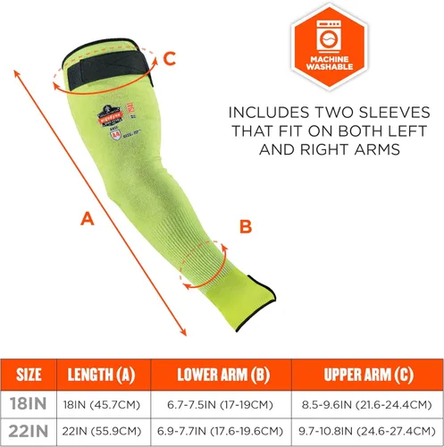 Miniatura 5 de Ergodyne ProFlex 7941 - Funda protectora resistente a los cortes, nivel de corte A4, par, lima, 22 pulgadas