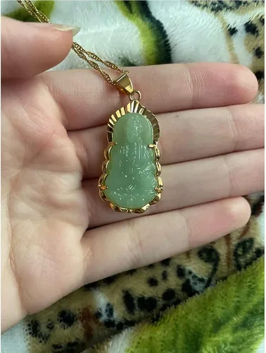 Miniatura 7 de kelistom Collar con colgante de Buda GUANYIN chapado en oro de 18 quilates para mujeres y hombres, adorno budista Maitreya Buddha ammuleto hinduismo