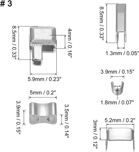 Miniatura 2 de uxcell Kits de reparación de cremallera, caja de retención deslizante de pestillo de metal #3, pasadores de inserción y topes inferiores superiores