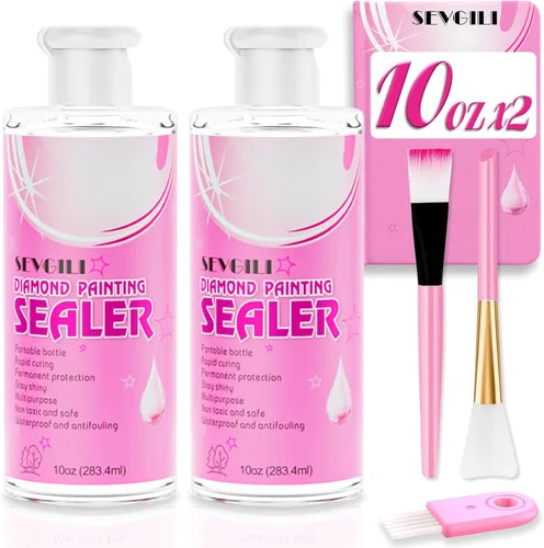 Miniatura 8 de Kit de Sellador de Pintura de Diamante Sevgili 240ML con Pinceles, Sellador y Pegamento para Rompecabezas, Accesorios y Herramientas para Pintura