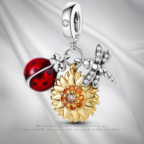 Miniatura 6 de Pandach Dijes de plata de ley 925 para pulseras y collares, colgantes de mariposa y auriculares, dijes de trébol, regalo de joyería para mujeres