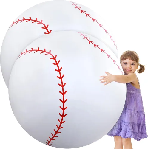 Meooeck 2 piezas inflables de béisbol de 27 pulgadas, decoraciones grandes para fiestas de béisbol, bolas inflables gigantes para juegos de
