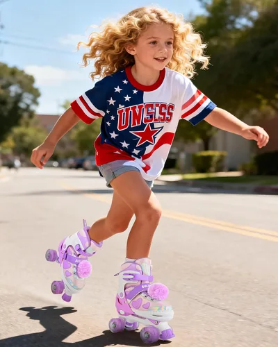 Miniatura 7 de SULIFEEL - Patines ajustables de estilo tie-dye arcoíris para niñas y niños de 3 a 5 años, 5 a 8 años, 6 a 12 años, rosa y morado, con luces