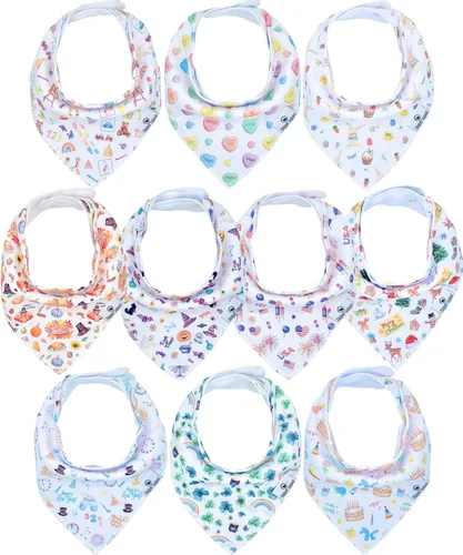 Miniatura 30 de DiaperSquad's 100% Organic Cotton Baby Drool Bibs, Super Absorbent & Adjustable Baby Bibs for Drooling and Teething Neutro