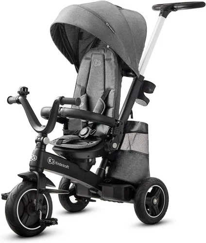 Kinderkraft EASYTWIST Triciclo para niños pequeños, triciclo 5 en 1, asiento giratorio de 360°, material impermeable con filtro UPF50+, mango