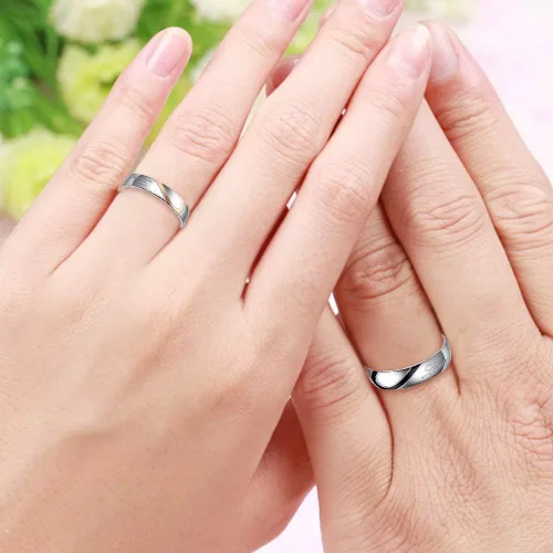 Miniatura 2 de Uloveido Anillos de compromiso de boda de acero inoxidable de titanio para parejas, grabados, amor real Y552