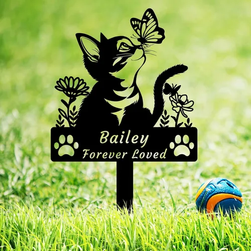 Miniatura 13 de Marcador de tumba conmemorativo de gato lunar personalizado, marcador de tumba de estaca conmemorativa de gato, estaca personalizada de luna y gato