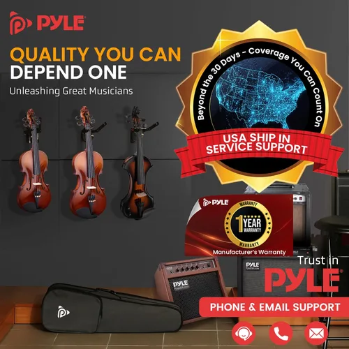 Miniatura 7 de Pyle Violín acústico 4/4 de tamaño completo para principiantes – Juego completo de violines con estuche rígido, arco, cuerdas extra, colofonia, kit