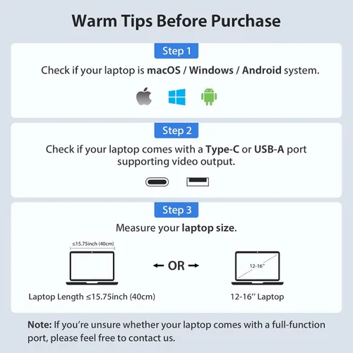 Miniatura 4 de KYY - Monitor portátil triple para portátil, extensor de pantalla USB-C FHD 1080P de 14'', pantalla IPS de computadora, pantalla triple, monitor