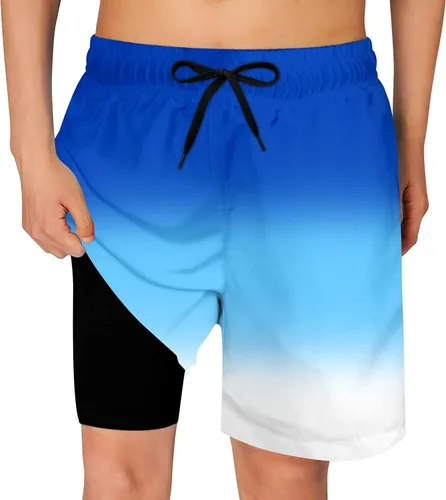 Cozople - Traje de baño para niños con forro de compresión, pantalones cortos de natación de secado rápido con forro tipo bóxer, traje de baño 2-20T