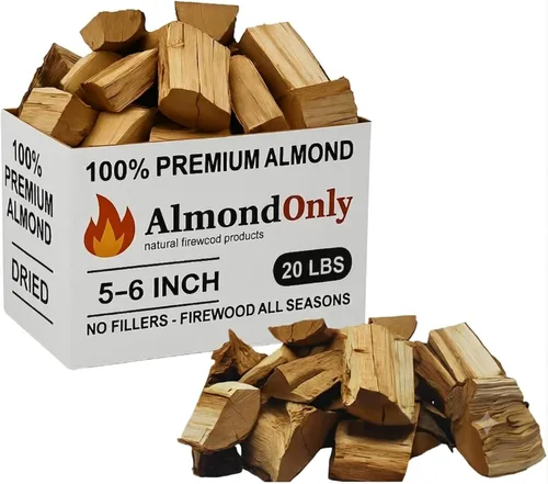 Miniatura 10 de Trozos de madera de almendro para ahumar de 1 a 2 pulgadas, 100% tostados, trozos de barbacoa premium para ahumar y asar a la parrilla, perfectos