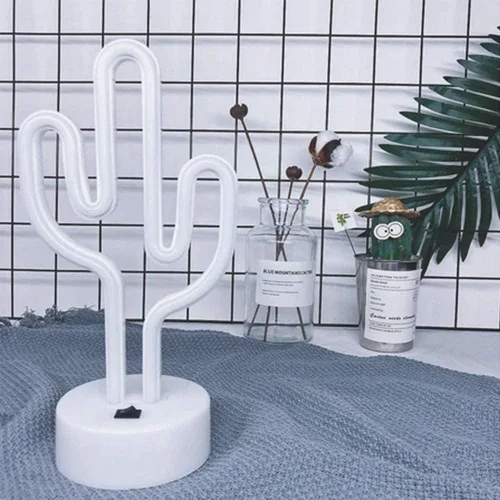 Miniatura 7 de LINJIA Letrero de neón, luz nocturna LED con base USB/batería, luces de neón de cactus con base, para decoración de dormitorio, sala de juegos, bar