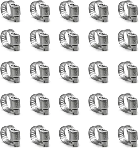 Miniatura 11 de ZIPCCI Abrazadera de manguera, paquete de 25 abrazaderas de manguera de línea de combustible de engranaje helicoidal de acero inoxidable