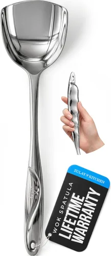 Miniatura 18 de Zulay Kitchen Cuchara Ranurada de Acero Inoxidable - 14.5” Gran Cuchara de Freír y Escumador para Drenar y Servir - Utensilio de Cocina Resistente
