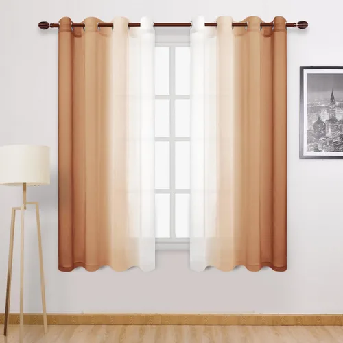 Miniatura 71 de DWCN Cortinas Transparentes de Lino Sintético Negro Degradado Ombré - Cortinas Semi Transparentes de Gasa con Ojales en la Parte Superior