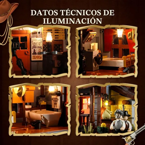 Miniatura 3 de Funwhole Juego de construcción de la oficina del sheriff con luces LED - El conjunto de construcción de bloques de luz LED de la oficina del sheriff