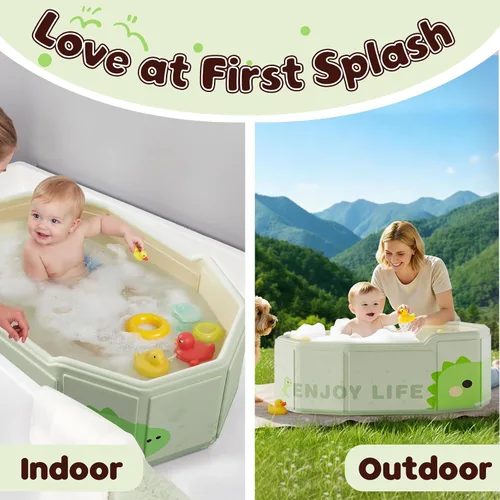 Miniatura 4 de Bañera plegable para bebé, bañera plegable para bebés de 3 a 8 años, bañera portátil de viaje para bebé con base antideslizante, bañera plegable