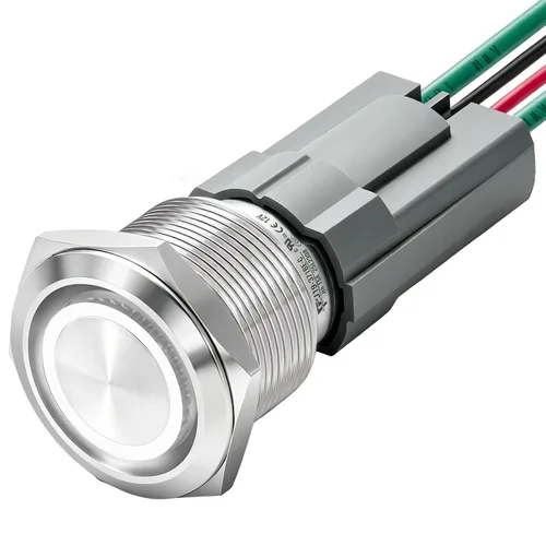 Miniatura 12 de Interruptor de botón de cierre de 15 amperios 19 mm 3/4 "agujero 12V/24V CC impermeable IP67 SPST de acero inoxidable 304 interruptor