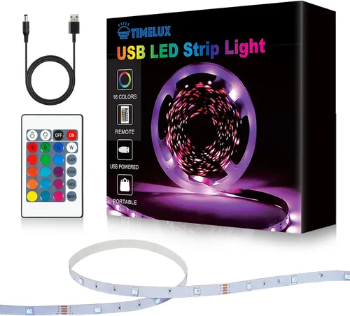 Miniatura 9 de Tira de luces LED de 20 pies que cambian de color, lámpara de estado de ánimo con USB 5 V, funciona con RGB 5050, cinta de luces LED RGB 5050