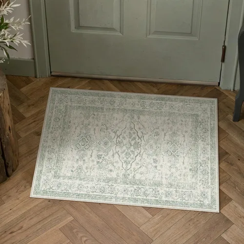 Miniatura 24 de HUGEAR Alfombra de entrada de 2 x 3 pulgadas, vintage, beige, pequeña, lavable a máquina, retro, floral, alfombra de pelo bajo, aspirable