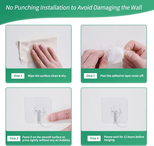 Miniatura 3 de Ganchos adhesivos para colgar en la pared, gancho autoadhesivo de alta resistencia de 22 libras (máximo), resistente al agua, se utiliza
