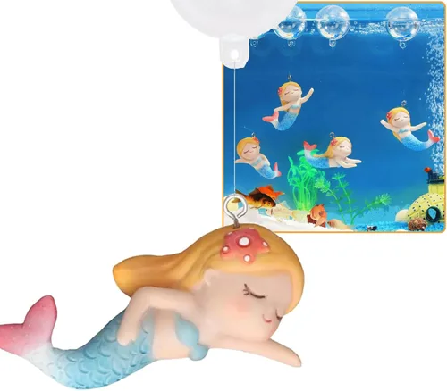 Miniatura 12 de Decoración flotante de pecera de sirena, decoraciones de acuario de dibujos animados para mascotas acuáticas para jugar adornos de acuario de resina