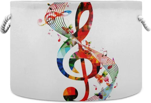 visesunny Cesta de almacenamiento de notas musicales coloridas, cesta de tela de lona, organizador de juguetes, caja de almacenamiento, cesta de