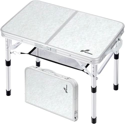 Miniatura 14 de Sportneer Mesa de campamento: Mesa plegable pequeña de altura ajustable de 35.4 pulgadas de largo x 23.6 pulgadas de ancho con 2 capas de malla