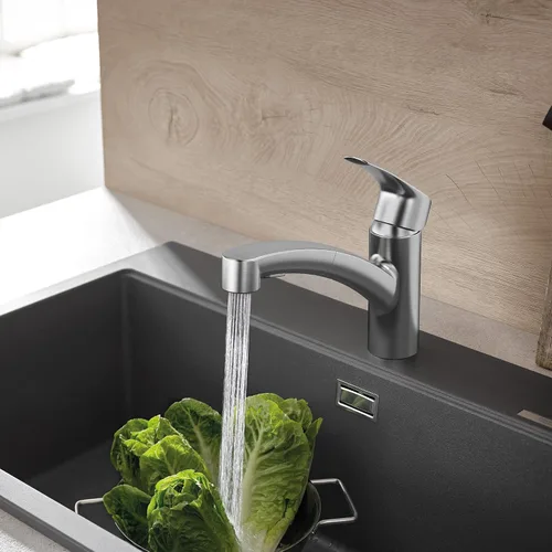 Miniatura 2 de GROHE 30306DC1 - Grifo de cocina Eurosmart de doble caño con rociador extraíble, 6.63 LPM, Supersteel (acero inoxidable)
